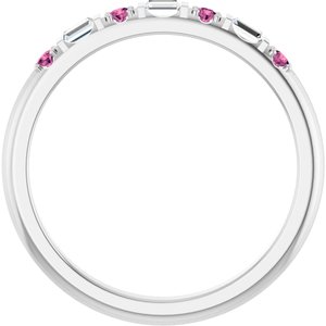 14K White Gold 1/10 CTW Natural Diamond & Natural Pink Tourmaline Family Stackable Ring – image 2