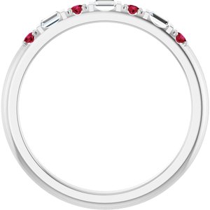 14K White Gold 1/10 CTW Natural Diamond & Natural Ruby Family Stackable Ring – image 2