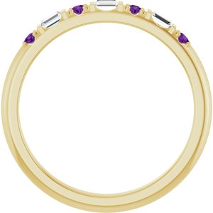 14K Yellow Gold 1/10 CTW Natural Diamond & Natural Amethyst Family Stackable Ring – image 2