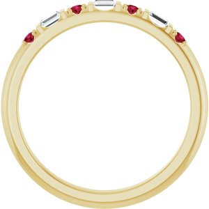 14K Yellow Gold 1/10 CTW Natural Diamond & Lab-Grown Ruby Family Stackable Ring – image 2
