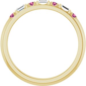 10K Yellow Gold 1/10 CTW Natural Diamond & Natural Pink Tourmaline Family Stackable Ring – image 2