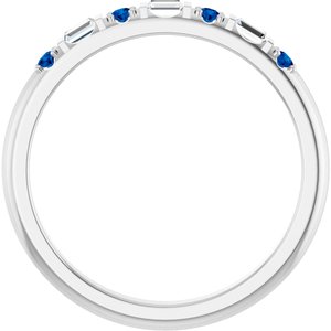 10K White Gold 1/10 CTW Natural Diamond & Lab-Grown Blue Sapphire Family Stackable Ring – image 2