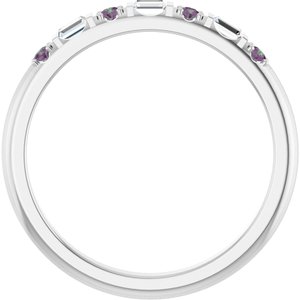 10K White Gold 1/10 CTW Natural Diamond & Lab-Grown Alexandrite Family Stackable Ring – image 2