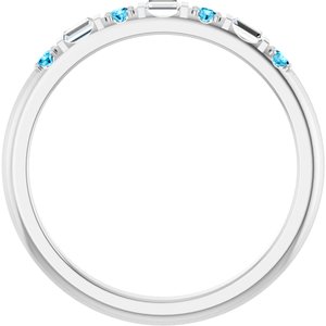10K White Gold 1/10 CTW Natural Diamond & Natural Aquamarine Family Stackable Ring – image 2