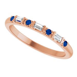 14K Rose Gold 1/10 CTW Lab-Grown Diamond & Natural Blue Sapphire Family Stackable Ring – image 5