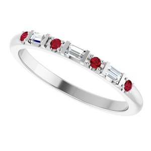 Platinum 1/10 CTW Lab-Grown Diamond & Lab-Grown Ruby Family Stackable Ring – image 5