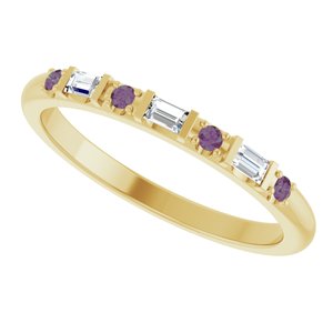 10K Yellow Gold 1/10 CTW Lab-Grown Diamond & Lab-Grown Alexandrite Family Stackable Ring – image 5