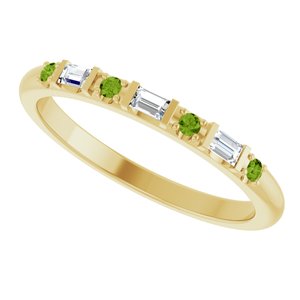 14K Yellow Gold 1/10 CTW Natural Diamond & Natural Peridot Family Stackable Ring – image 5