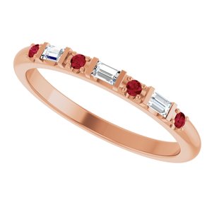 14K Rose Gold 1/10 CTW Lab-Grown Diamond & Lab-Grown Ruby Family Stackable Ring – image 5