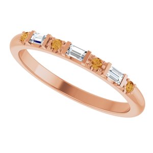 14K Rose Gold 1/10 CTW Natural Diamond & Natural Citrine Family Stackable Ring – image 5
