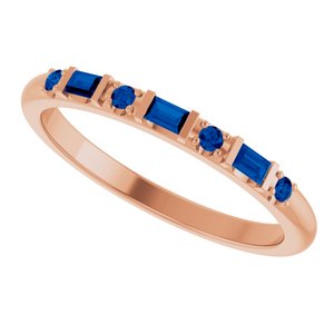 14K Rose Gold 1/10 CTW Natural Diamond & Lab-Grown Blue Sapphire Family Stackable Ring – image 5