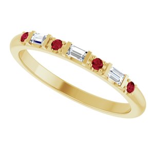 14K Yellow Gold 1/10 CTW Natural Diamond & Natural Ruby Family Stackable Ring – image 5