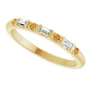 14K Yellow Gold 1/10 CTW Natural Diamond & Natural Citrine Family Stackable Ring – image 5