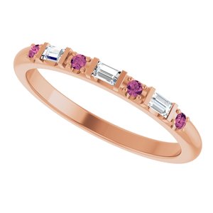 14K Rose Gold 1/10 CTW Natural Diamond & Natural Pink Tourmaline Family Stackable Ring – image 5