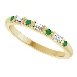 10K Yellow Gold 1/10 CTW Natural Diamond & Lab-Grown Emerald Family Stackable Ring – image 5