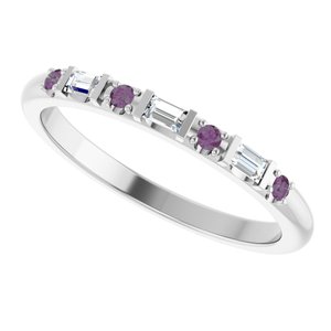 10K White Gold 1/10 CTW Natural Diamond & Lab-Grown Alexandrite Family Stackable Ring – image 5