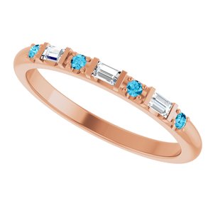 14K Rose Gold 1/10 CTW Lab-Grown Diamond & Natural Aquamarine Family Stackable Ring – image 5