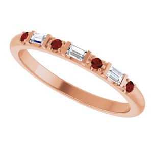 14K Rose Gold 1/10 CTW Lab-Grown Diamond & Natural Mozambique Garnet Family Stackable Ring – image 5