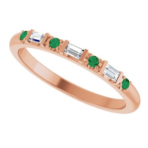 14K Rose Gold 1/10 CTW Lab-Grown Diamond & Natural Emerald Family Stackable Ring – image 5