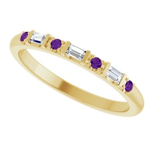 14K Yellow Gold 1/10 CTW Natural Diamond & Natural Amethyst Family Stackable Ring – image 5