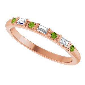 14K Rose Gold 1/10 CTW Lab-Grown Diamond & Natural Peridot Family Stackable Ring – image 5
