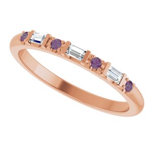 14K Rose Gold 1/10 CTW Lab-Grown Diamond & Lab-Grown Alexandrite Family Stackable Ring – image 5