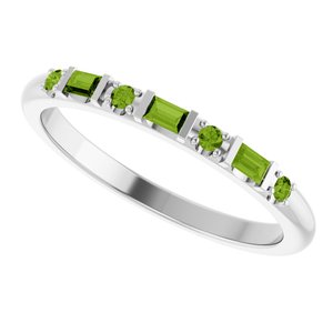 14K White Gold 1/10 CTW Natural Diamond & Natural Peridot Family Stackable Ring – image 5