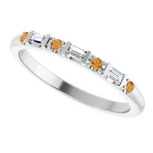 Platinum 1/10 CTW Lab-Grown Diamond & Lab-Grown Citrine Family Stackable Ring – image 5