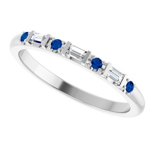 10K White Gold 1/10 CTW Natural Diamond & Natural Blue Sapphire Family Stackable Ring – image 5