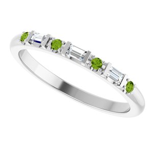 Sterling Silver 1/10 CTW Natural Diamond & Natural Peridot Family Stackable Ring – image 5