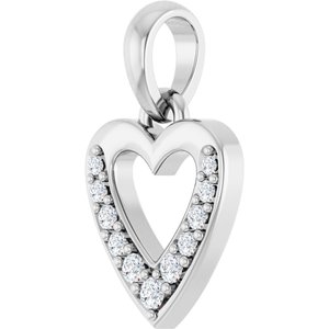 14K White Gold 1.3 mm Round Accented Heart Charm/Pendant Mounting – image 3