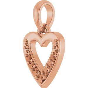 14K Rose Gold 1.3 mm Round Accented Heart Charm/Pendant Mounting – image 4