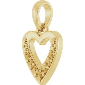 10K Yellow Gold 1.3 mm Round Accented Heart Charm/Pendant Mounting – image 4