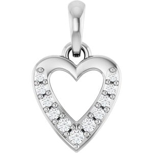 14K White Gold .05 CTW Natural Diamond Heart Charm/Pendant