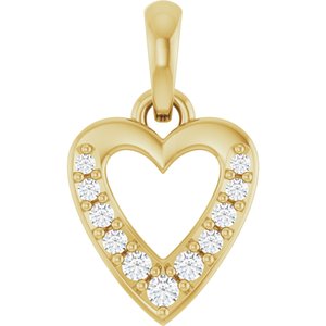 14K Yellow Gold .05 CTW Natural Diamond Heart Charm/Pendant