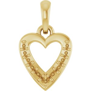 14K Yellow Gold 1.3 mm Round Accented Heart Charm/Pendant Mounting – image 2