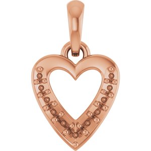 14K Rose Gold 1.3 mm Round Accented Heart Charm/Pendant Mounting – image 2