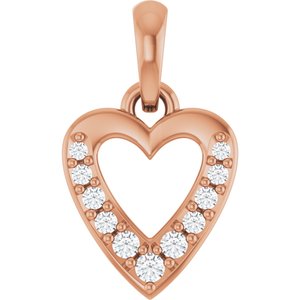 14K Rose Gold .05 CTW Natural Diamond Heart Charm/Pendant