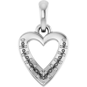 Sterling Silver 1.3 mm Round Accented Heart Charm/Pendant Mounting – image 2