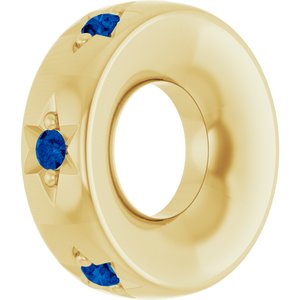 14K Yellow Gold Natural Blue Sapphire Stackable Family Space Charm/Pendant – image 2