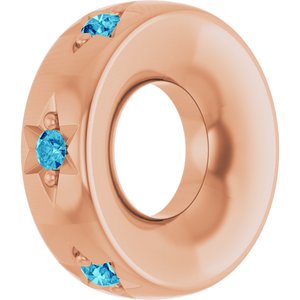 14K Rose Gold Natural Blue Zircon Stackable Family Space Charm/Pendant – image 2