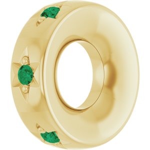 10K Yellow Gold Natural Emerald Stackable Family Space Charm/Pendant – image 2