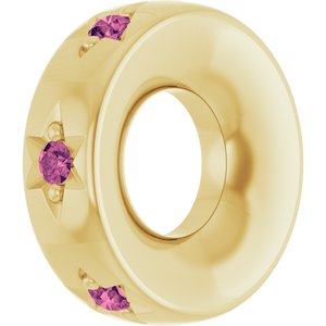 14K Yellow Gold Natural Pink Tourmaline Stackable Family Space Charm/Pendant – image 2