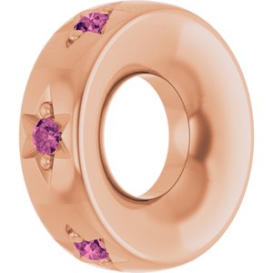 14K Rose Gold Natural Pink Tourmaline Stackable Family Space Charm/Pendant – image 2