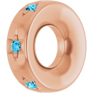 14K Rose Gold Natural Aquamarine Stackable Family Charm/Pendant – image 2