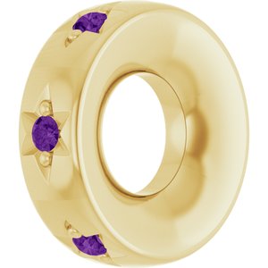 14K Yellow Gold Natural Amethyst Stackable Family Space Charm/Pendant – image 2