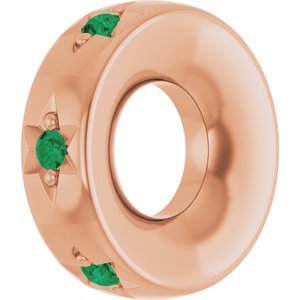 14K Rose Gold Lab-Grown Emerald Stackable Family Space Charm/Pendant – image 2