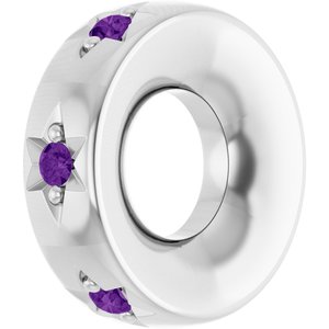 14K White Gold Natural Amethyst Stackable Family Space Charm/Pendant – image 2