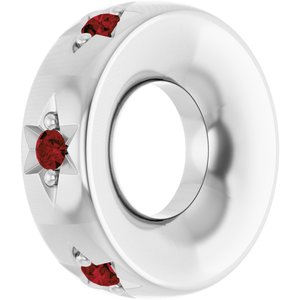 10K White Gold Natural Mozambique Garnet Stackable Family Space Charm/Pendant – image 2