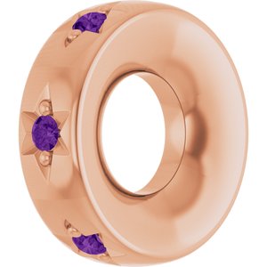 14K Rose Gold Natural Amethyst Stackable Family Space Charm/Pendant – image 2